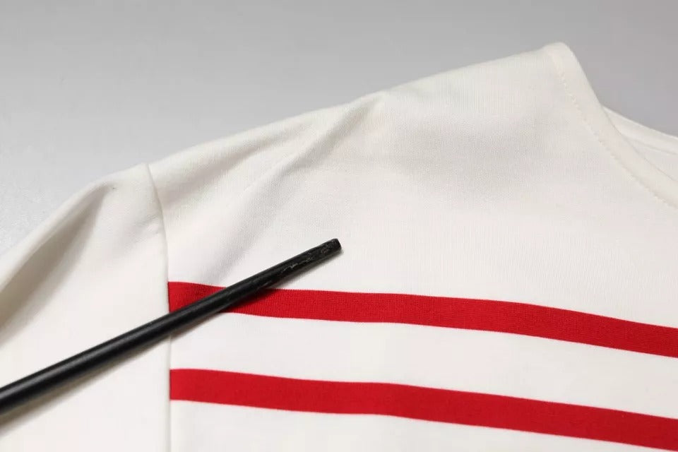 Dolce & Gabbana White Red Stripes Cotton Long Sleeves Top | Regal Royce