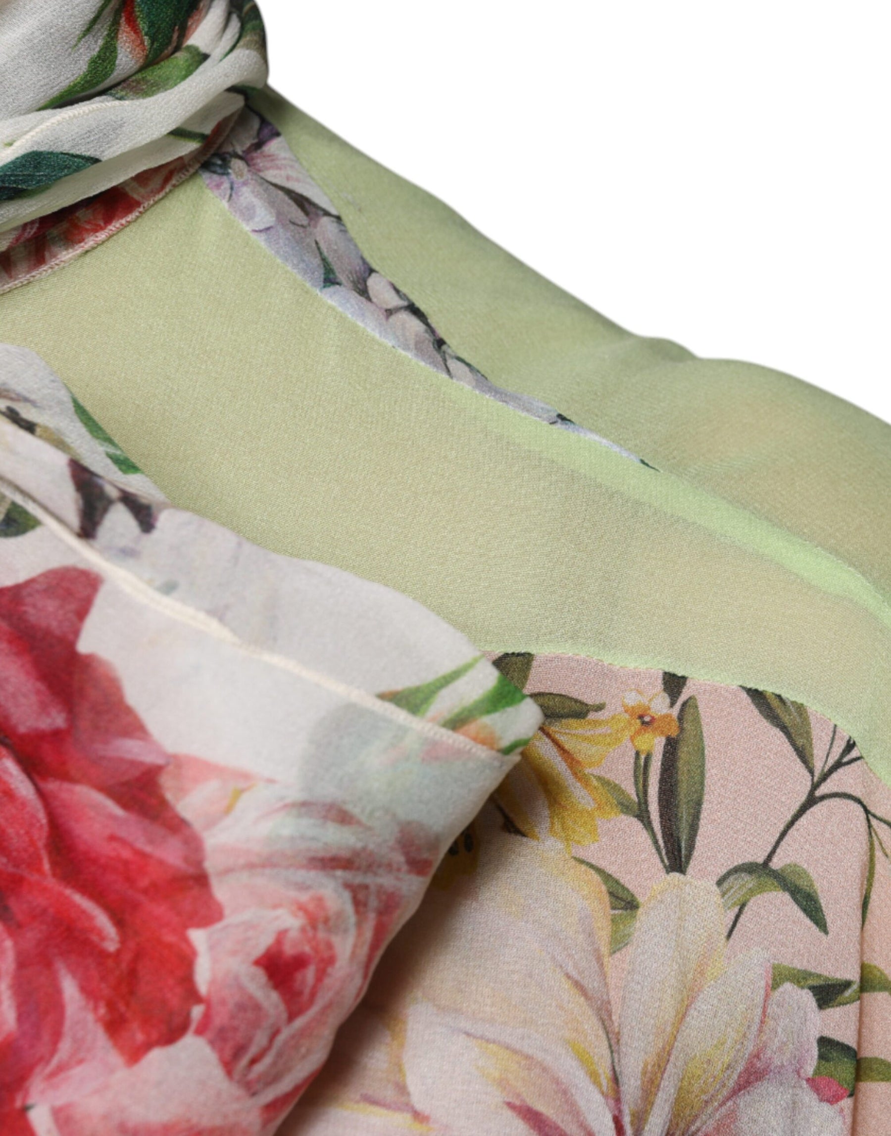 Dolce & Gabbana Multicolor Floral Patchwork Ascot Collar Top | Regal Royce
