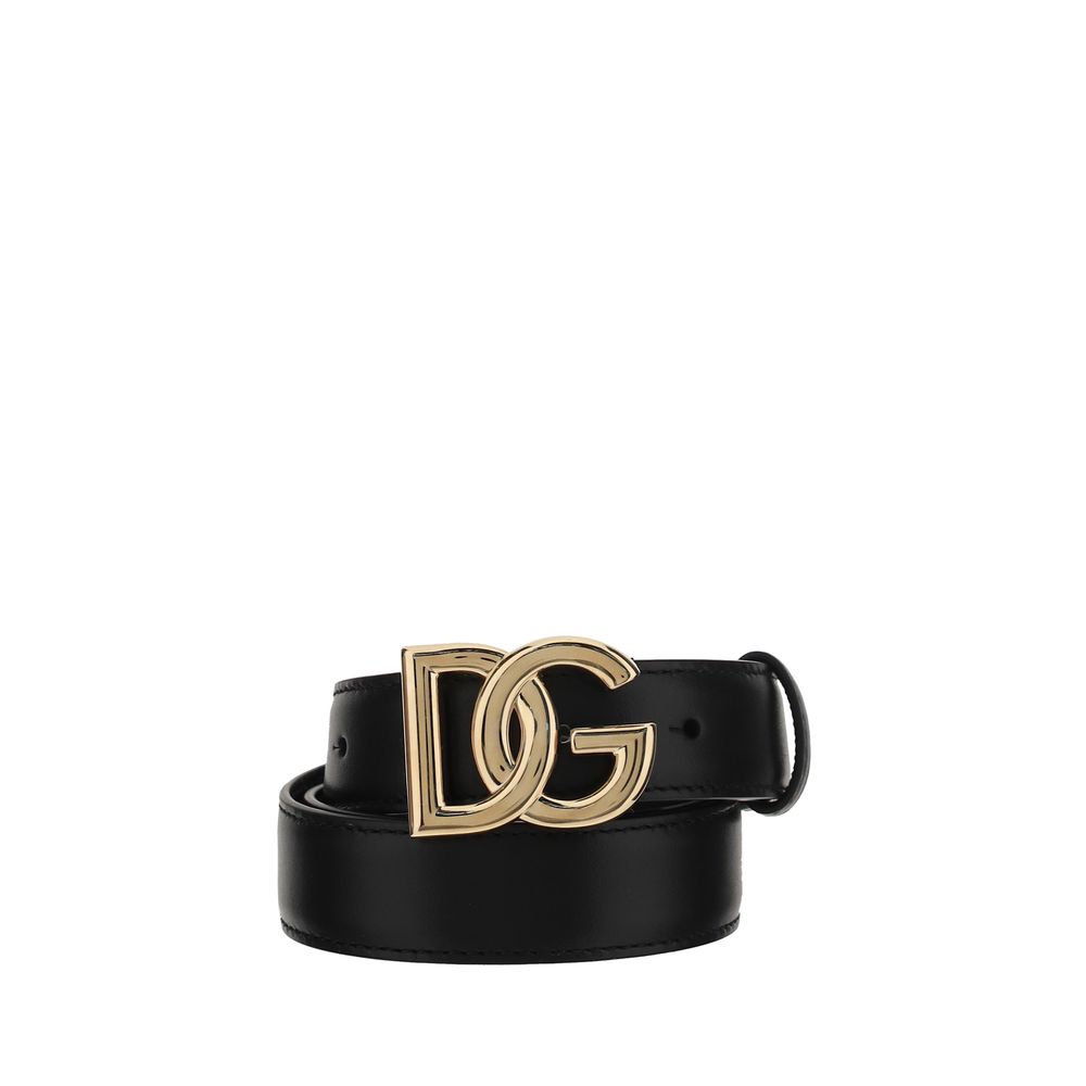 Dolce & Gabbana Black Calf Leather Bos Taurus Regular Belt | Regal Royce