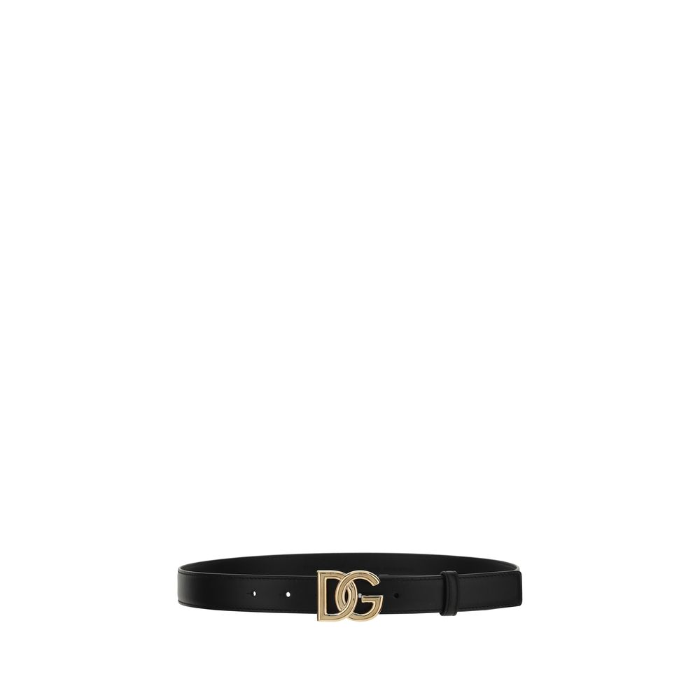 Dolce & Gabbana Black Calf Leather Bos Taurus Regular Belt | Regal Royce