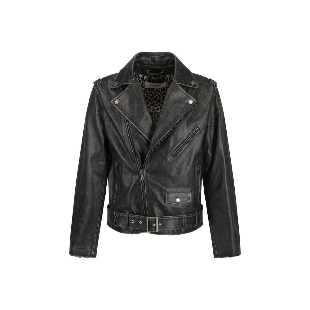 Golden Goose Brown Calf Leather Bos Taurus Biker Jacket | Regal Royce
