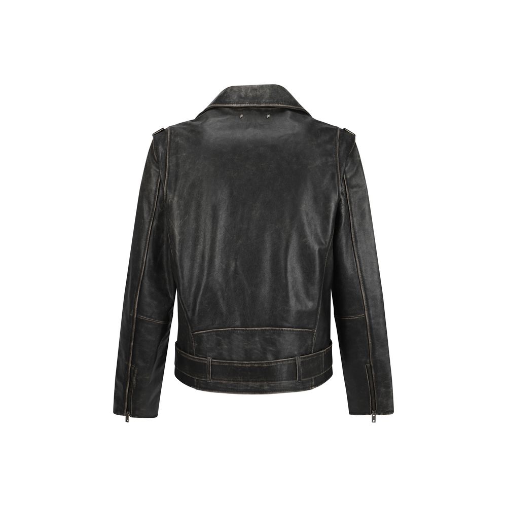 Golden Goose Brown Calf Leather Bos Taurus Biker Jacket | Regal Royce
