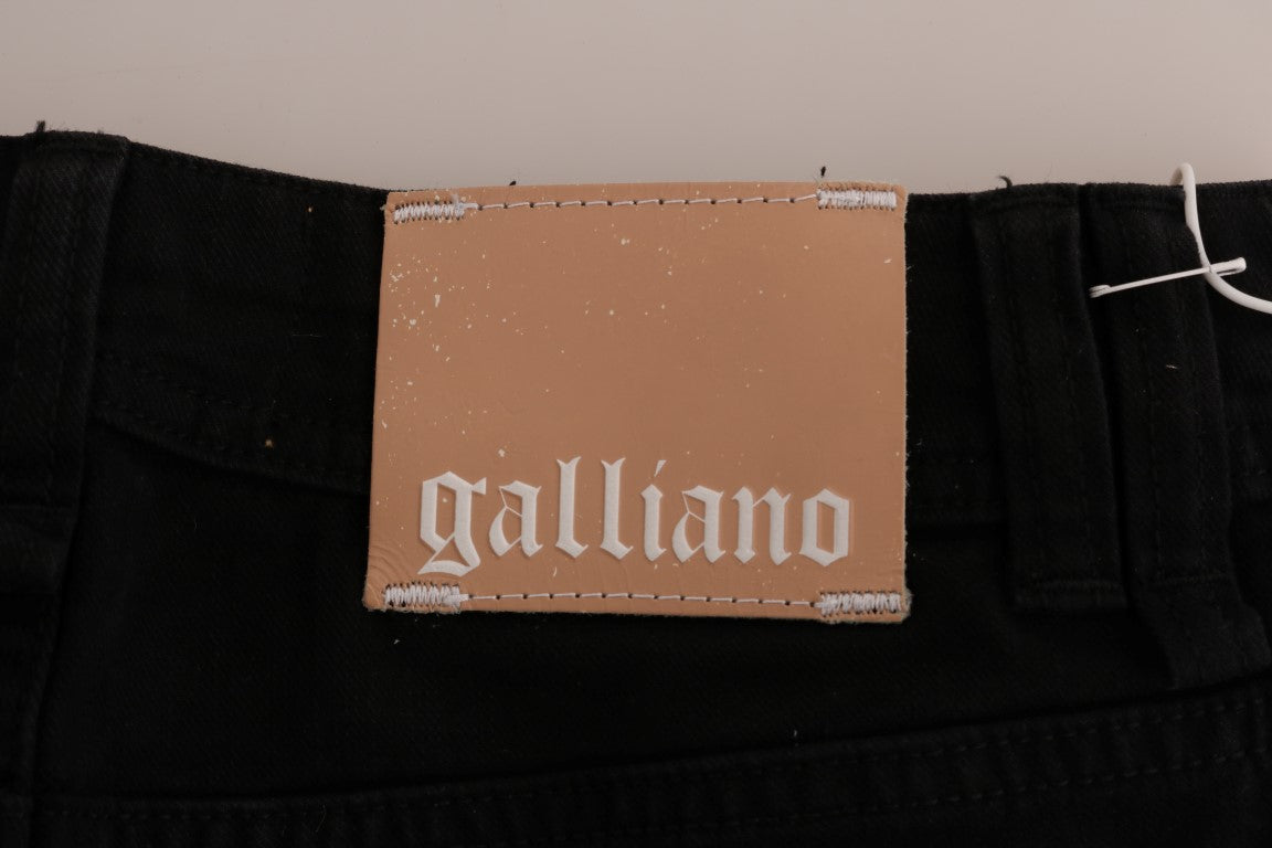 John Galliano Black Cotton Denim Stretch Regular Fit Jeans | Regal Royce