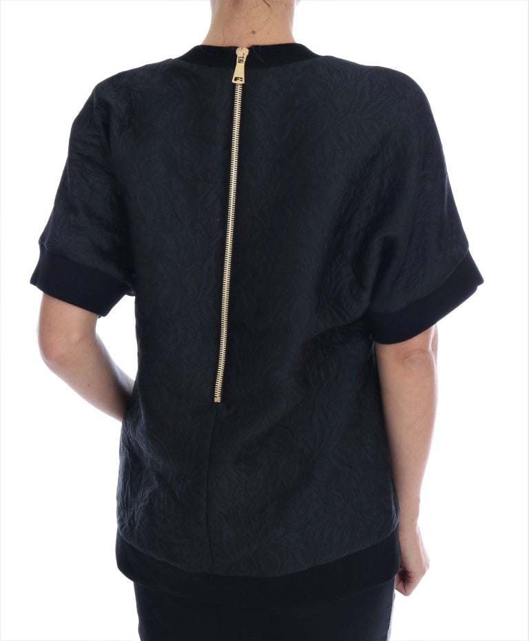 Dolce & Gabbana Black Brocade Cocktail Crystal Sweater | Regal Royce