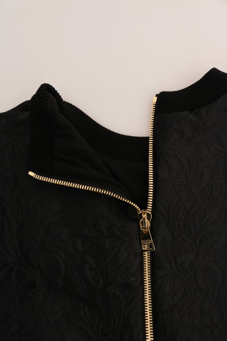 Dolce & Gabbana Black Brocade Cocktail Crystal Sweater | Regal Royce