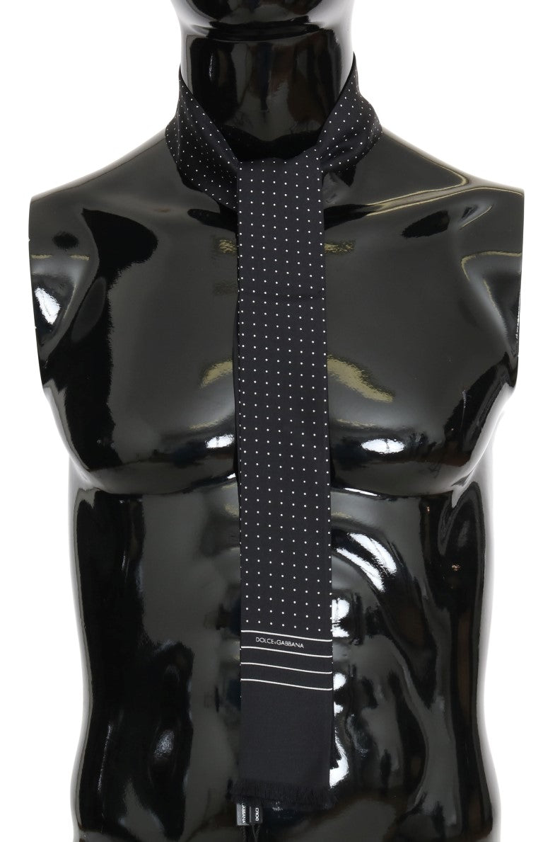 Dolce & Gabbana Dark Blue Polka Dotted Silk Scarf | Regal Royce