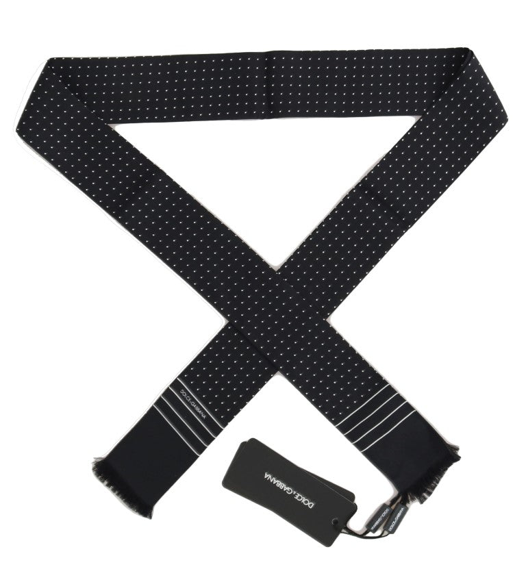 Dolce & Gabbana Dark Blue Polka Dotted Silk Scarf | Regal Royce