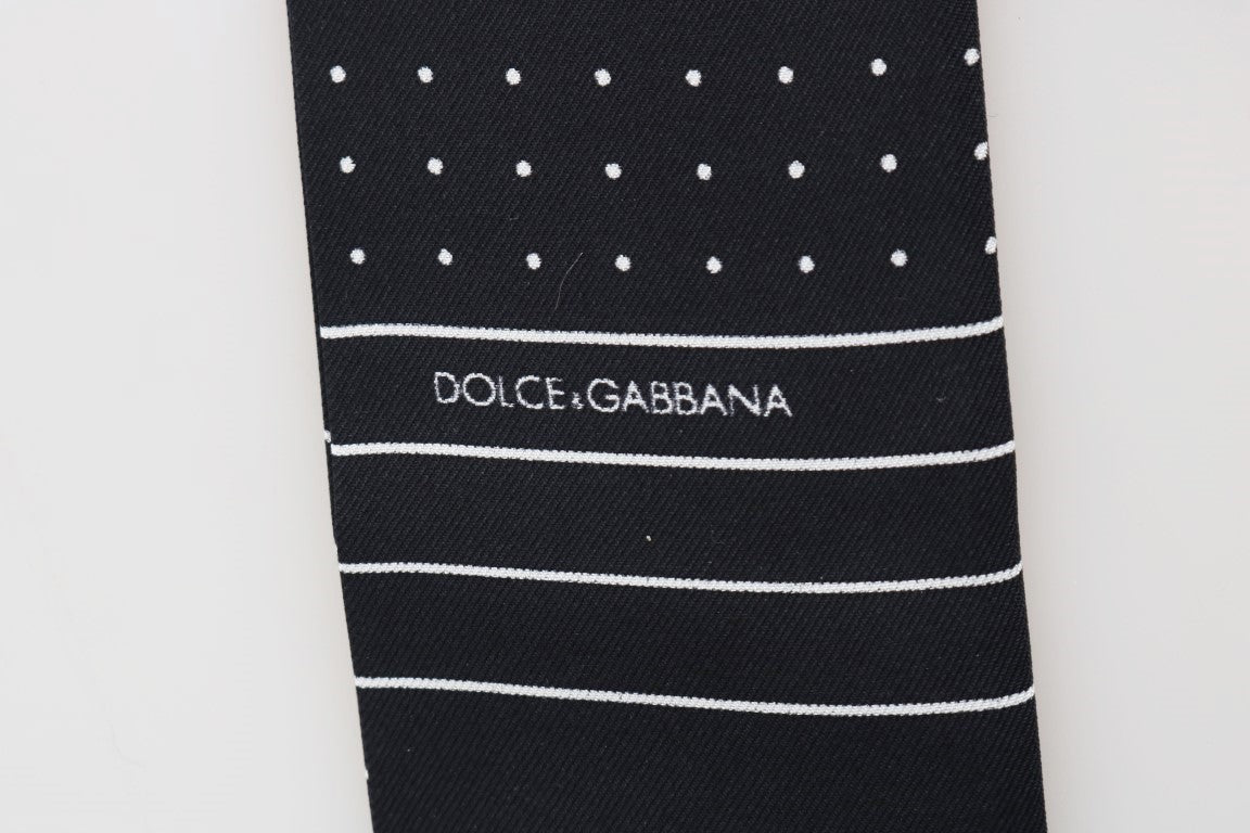 Dolce & Gabbana Dark Blue Polka Dotted Silk Scarf | Regal Royce