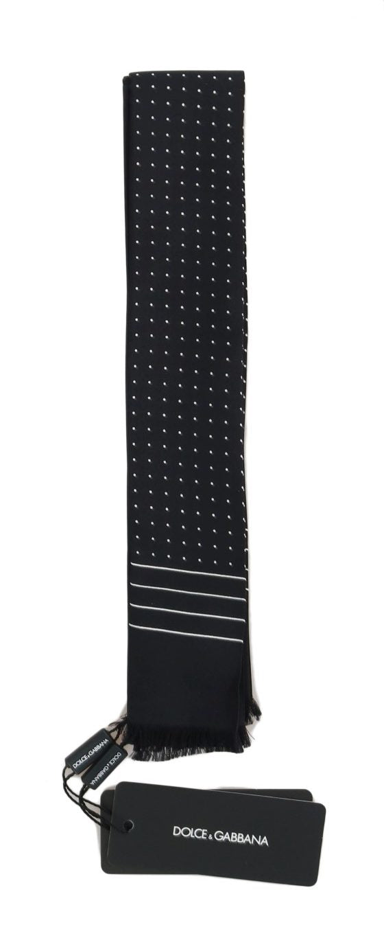 Dolce & Gabbana Dark Blue Polka Dotted Silk Scarf | Regal Royce