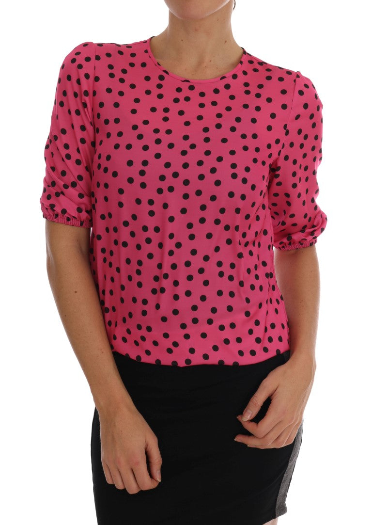 Dolce & Gabbana Pink Polka Dotted Silk Blouse | Regal Royce