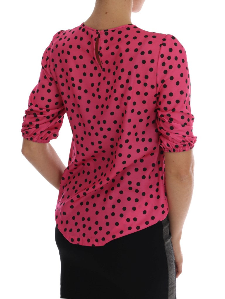Dolce & Gabbana Pink Polka Dotted Silk Blouse | Regal Royce