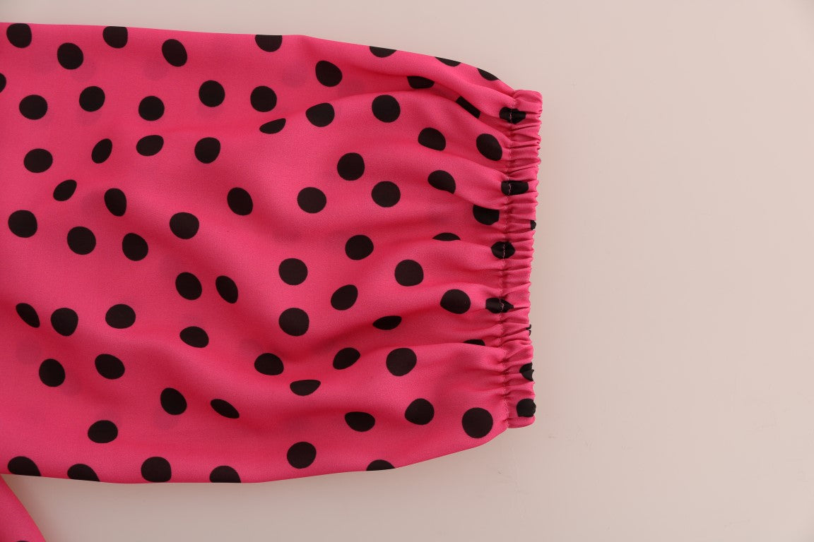 Dolce & Gabbana Pink Polka Dotted Silk Blouse | Regal Royce