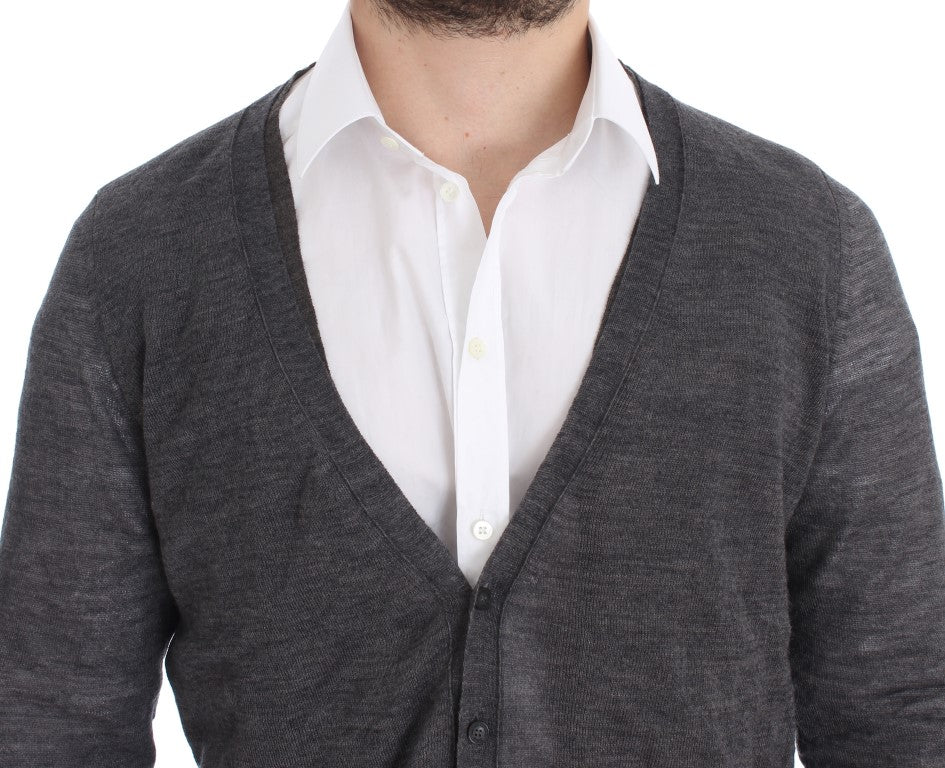 Costume National Gray Wool Button Cardigan Sweater | Regal Royce