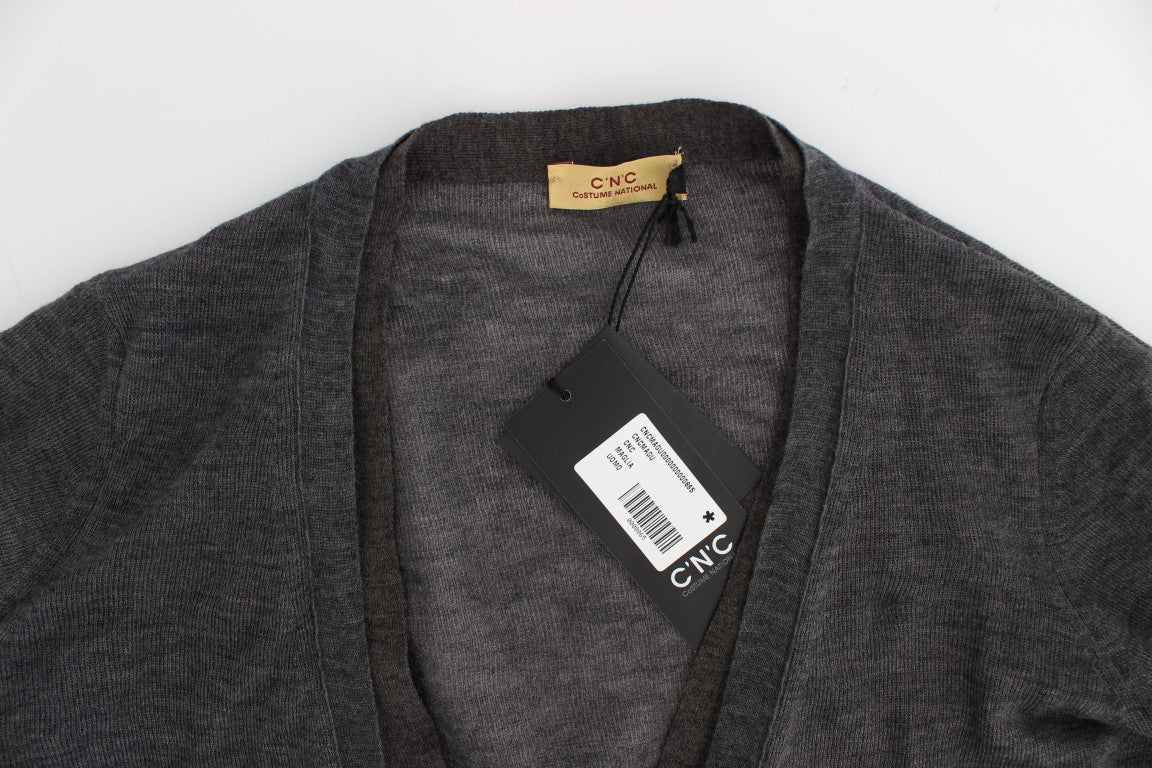 Costume National Gray Wool Button Cardigan Sweater | Regal Royce