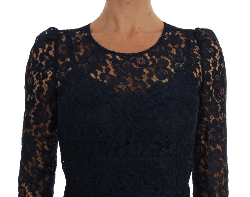 Dolce & Gabbana Blue Taormina Floral Lace Sheath Dress | Regal Royce