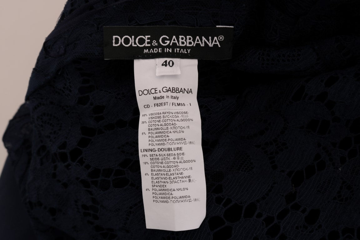 Dolce & Gabbana Blue Taormina Floral Lace Sheath Dress | Regal Royce