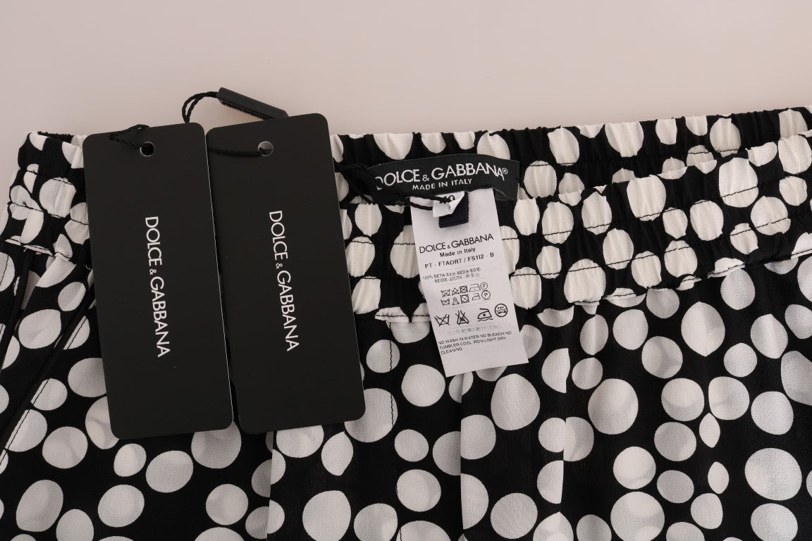 Dolce & Gabbana Black White Polka Dottes Silk Pants | Regal Royce