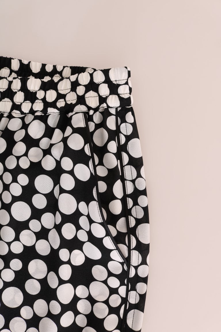 Dolce & Gabbana Black White Polka Dottes Silk Pants | Regal Royce