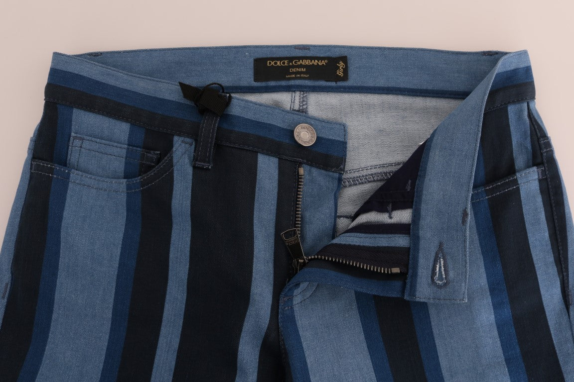 Dolce & Gabbana Blue GIRLY Striped Cotton Jeans | Regal Royce
