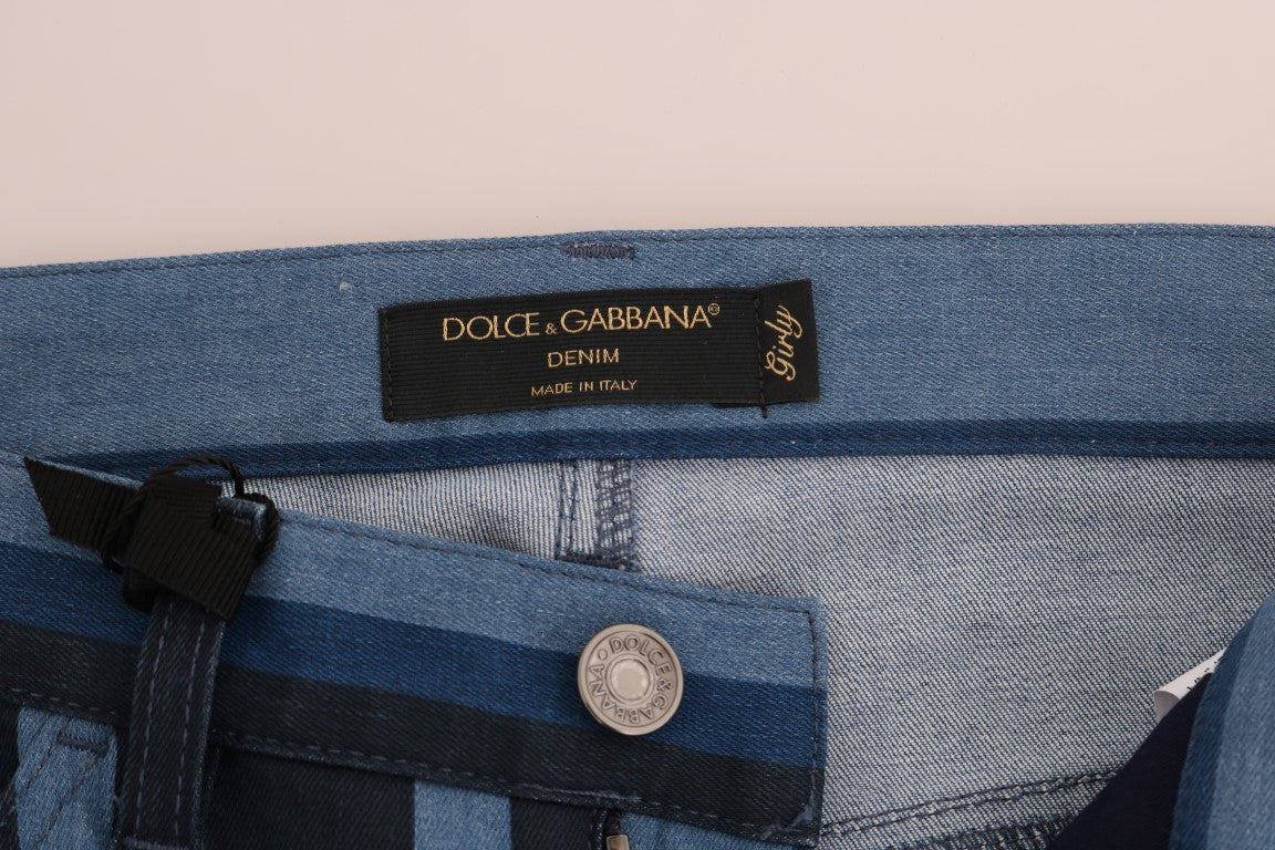Dolce & Gabbana Blue GIRLY Striped Cotton Jeans | Regal Royce
