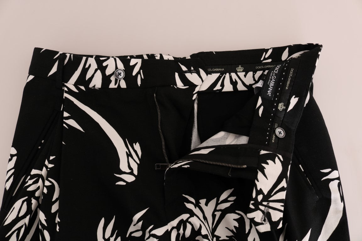 Dolce & Gabbana Black Tree Cotton Stretch Pants | Regal Royce