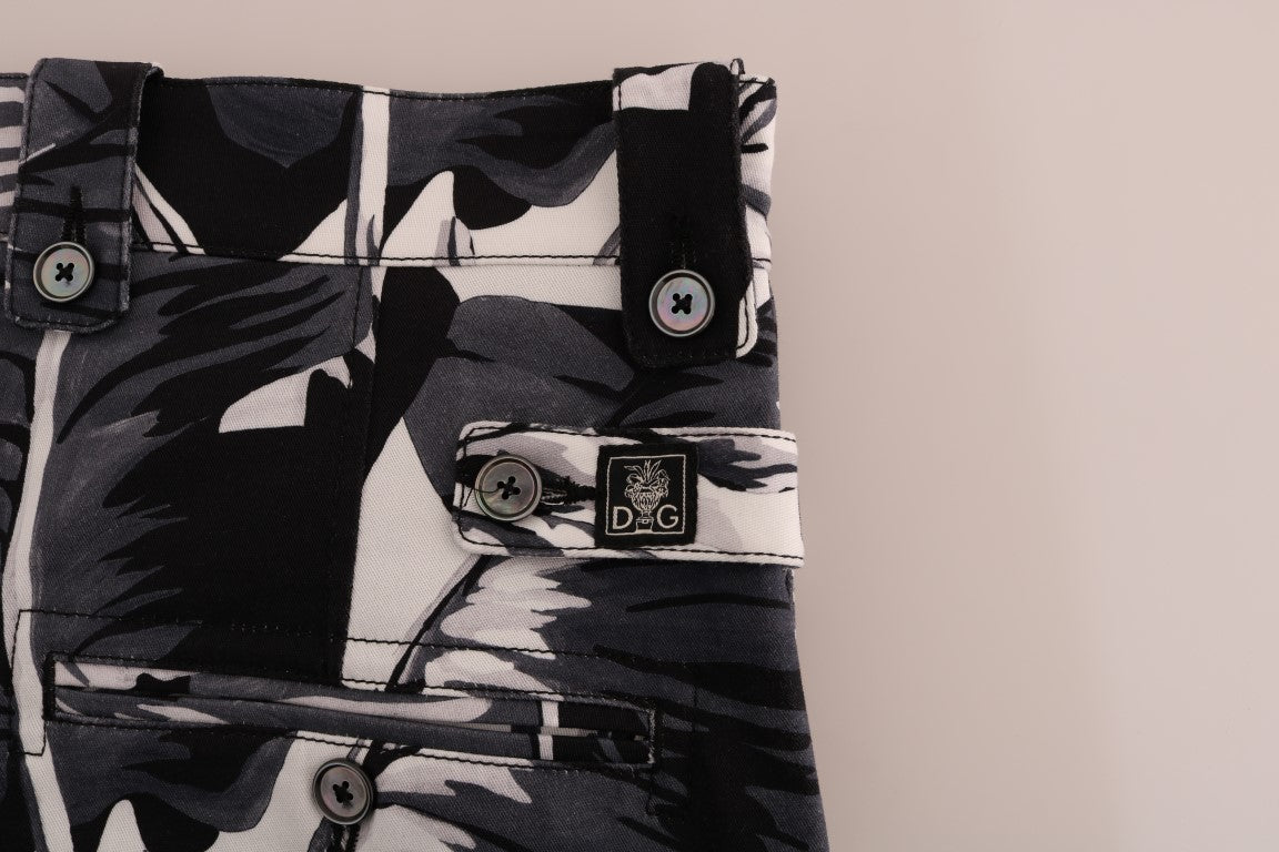 Dolce & Gabbana Gray Banana Leaf Cotton Pants | Regal Royce