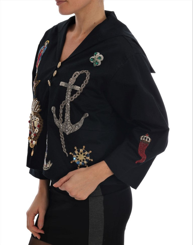 Dolce & Gabbana Blue Crystal MAMMA Sicily Jacket | Regal Royce