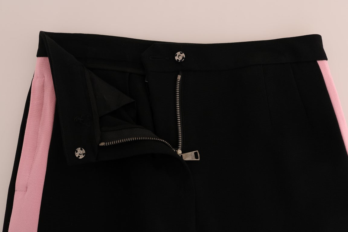 Dolce & Gabbana Black Stretch Pink Stripes Capri Pants | Regal Royce