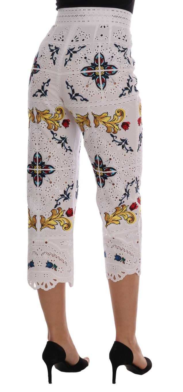 Dolce & Gabbana Mulicolor Majolica Cutout Capri Pants | Regal Royce