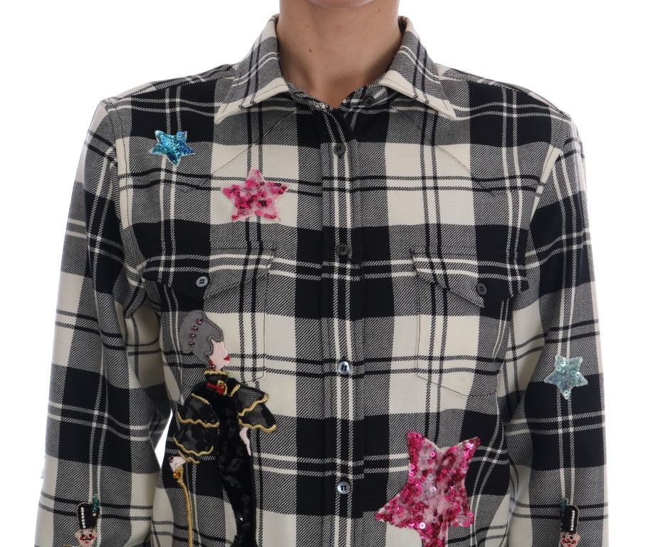Dolce & Gabbana Black White Fairy Tale Crystal Shirt | Regal Royce