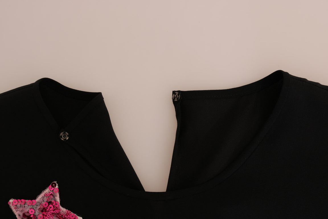 Dolce & Gabbana Black Silk Fairy Tale Top Crystal Blouse | Regal Royce