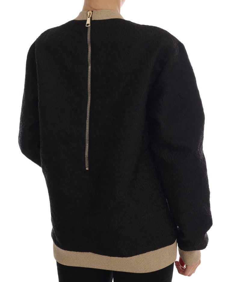 Dolce & Gabbana Black Fairy Tale Brocade Zipper Sweater | Regal Royce