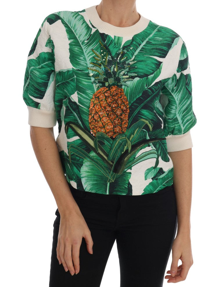 Dolce & Gabbana Pineapple Banana Sequins Crewneck Sweater | Regal Royce