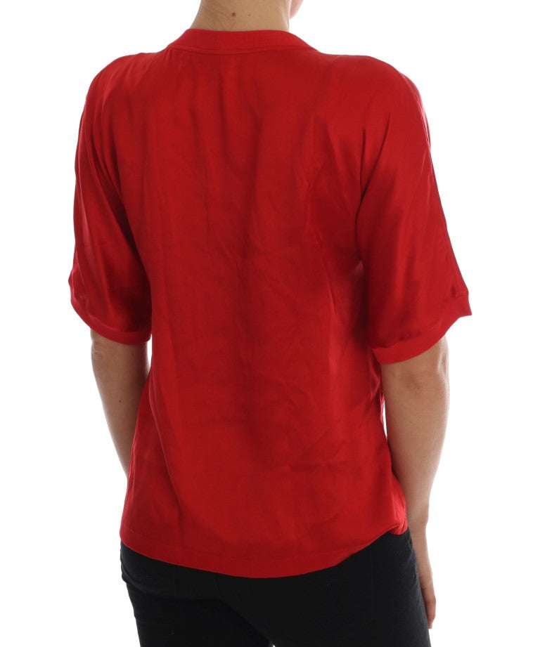 Dolce & Gabbana Red Silk Orange Vase Crystal Top | Regal Royce