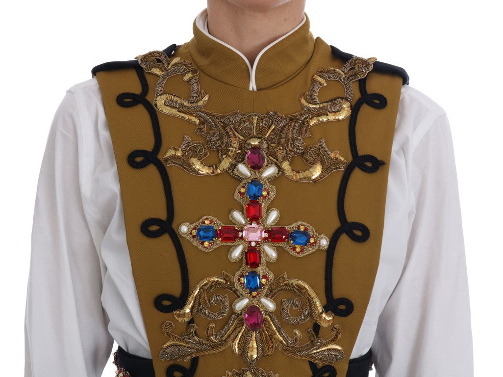 Dolce & Gabbana Yellow Crystal Cross Vest Jacket | Regal Royce
