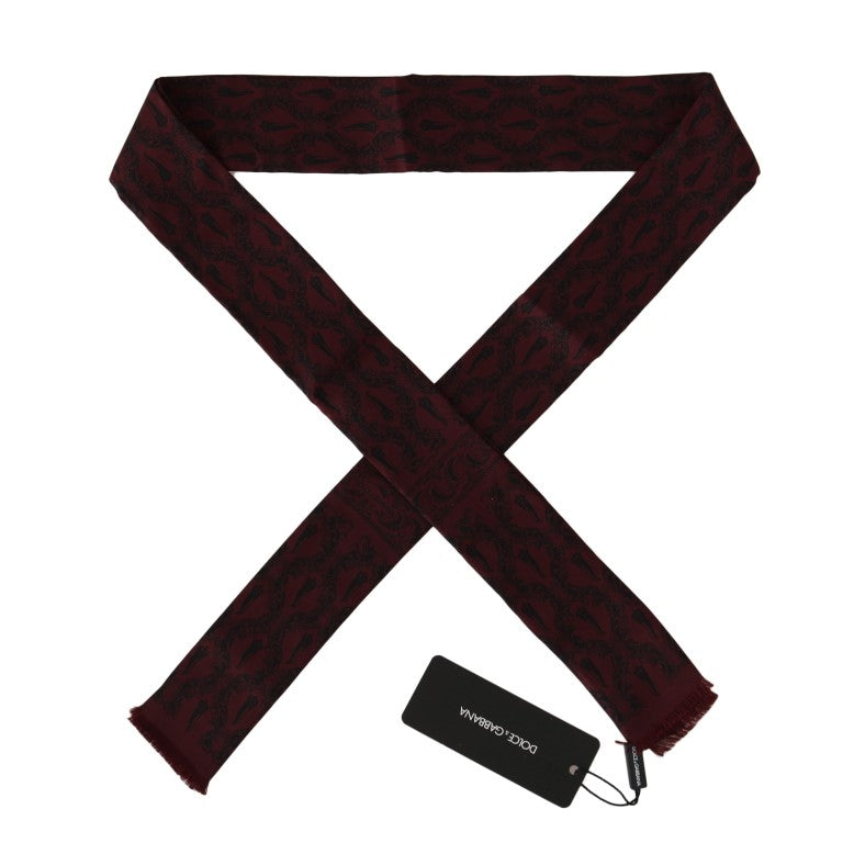 Dolce & Gabbana Bordeaux Silk Crown Chili Scarf | Regal Royce