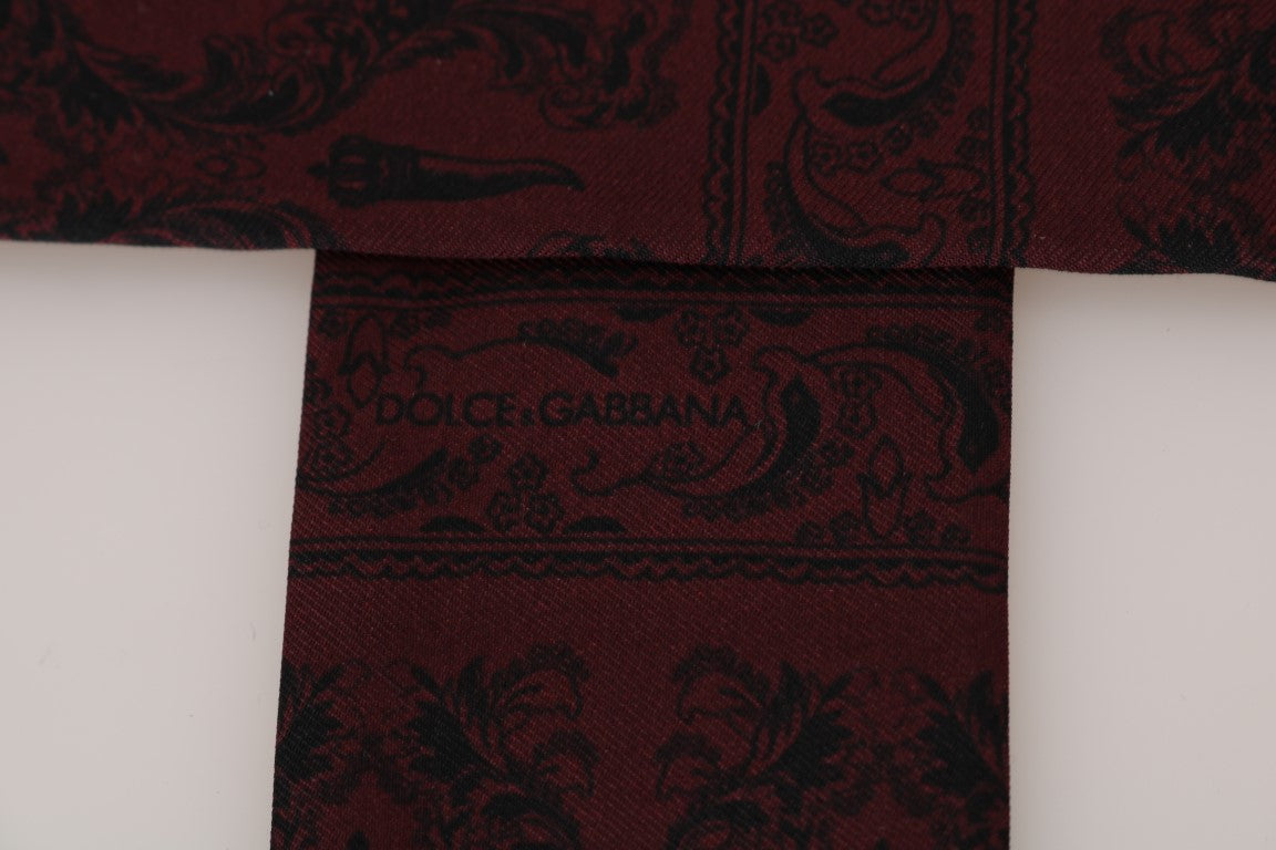 Dolce & Gabbana Bordeaux Silk Crown Chili Scarf | Regal Royce