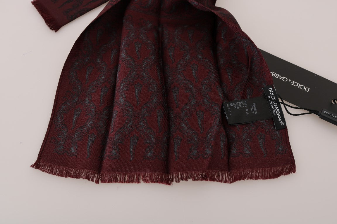 Dolce & Gabbana Bordeaux Silk Crown Chili Scarf | Regal Royce
