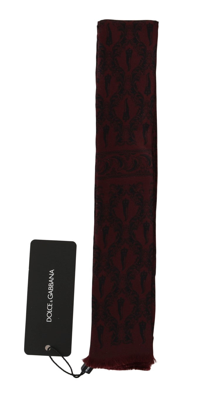 Dolce & Gabbana Bordeaux Silk Crown Chili Scarf | Regal Royce
