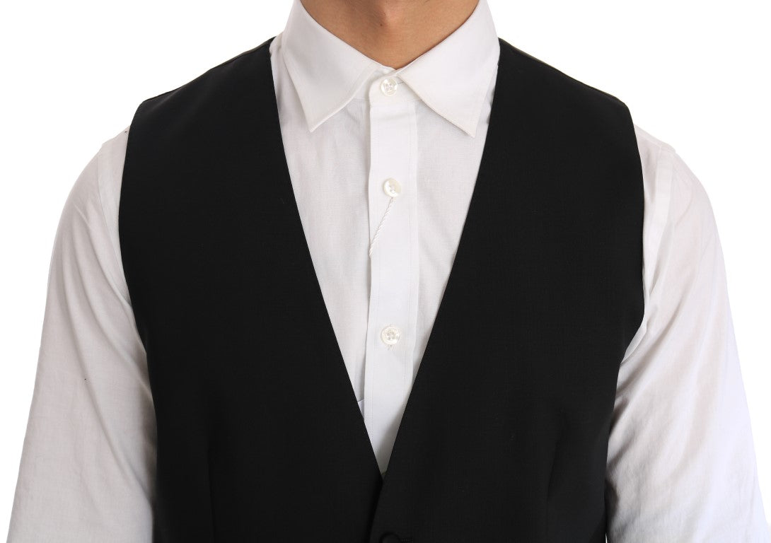 Dolce & Gabbana Black Wool Silk Vest | Regal Royce