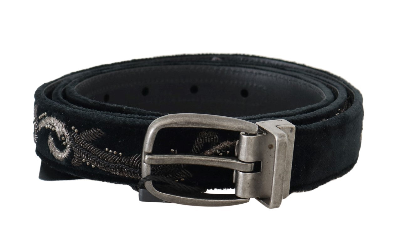 Dolce & Gabbana Black Cotton Royal Bee Embroidery Belt | Regal Royce