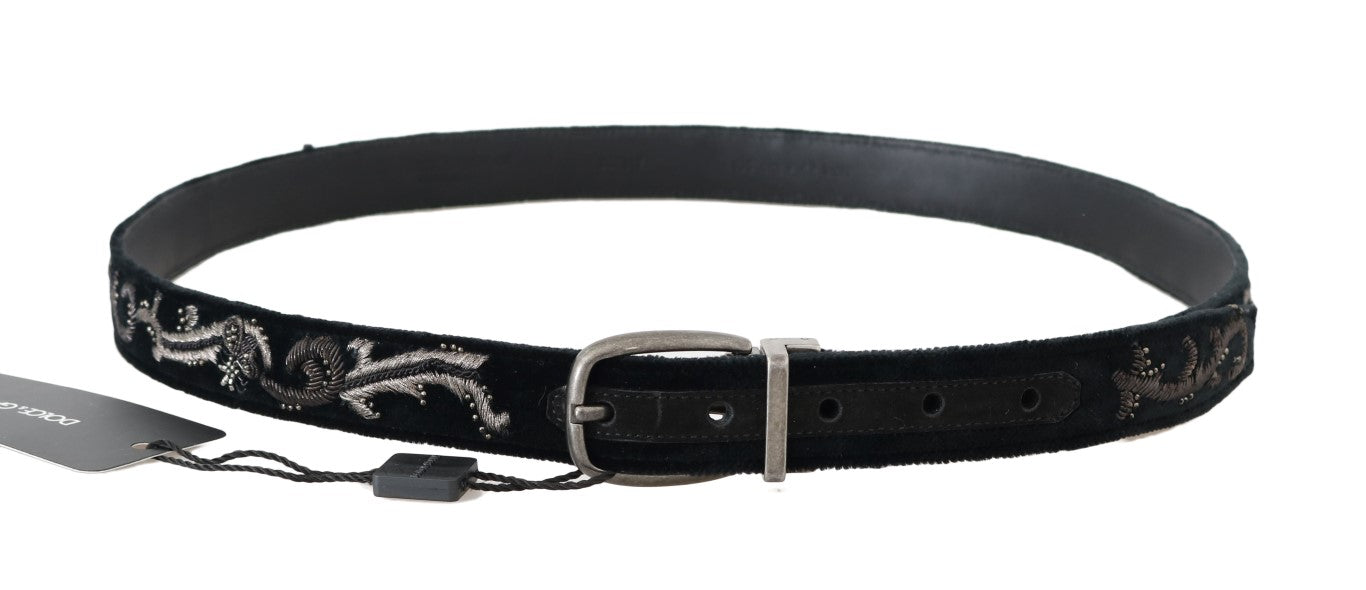 Dolce & Gabbana Black Cotton Royal Bee Embroidery Belt | Regal Royce