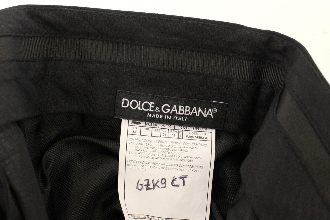 Dolce & Gabbana Black Wool Stretch Pleated Pants | Regal Royce