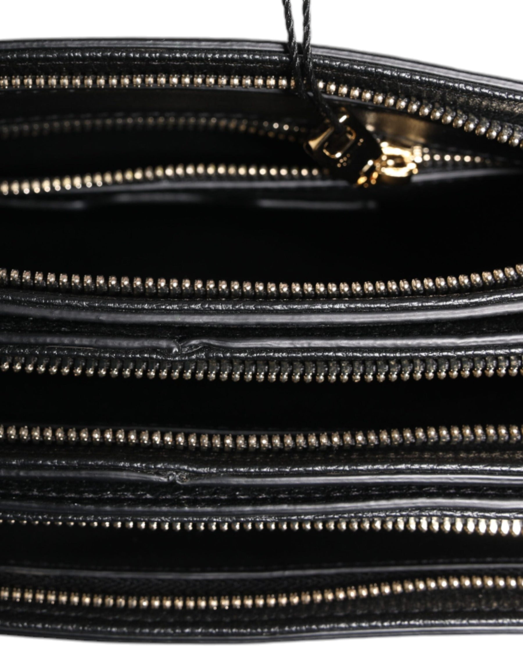 Dolce & Gabbana Black Grain Leather Logo Plaque Clutch Bag | Regal Royce