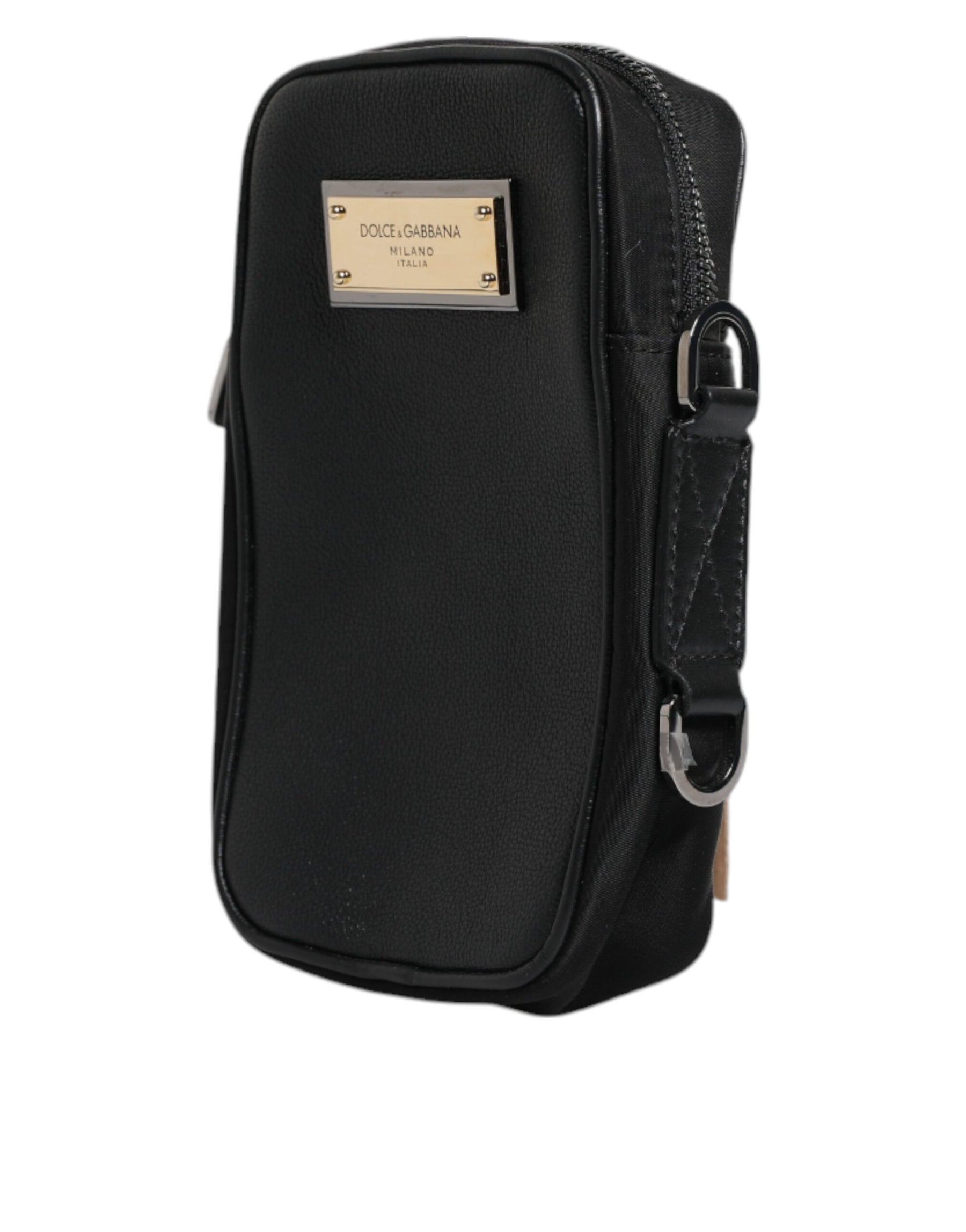 Dolce & Gabbana Black Grain Leather Logo Plaque Clutch Bag | Regal Royce