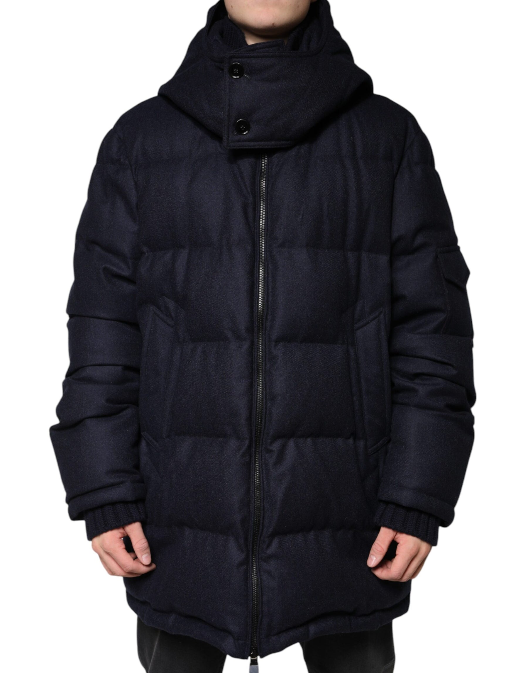 Dolce & Gabbana Black Nylon Hooded Puffer Men Coat Jacket | Regal Royce