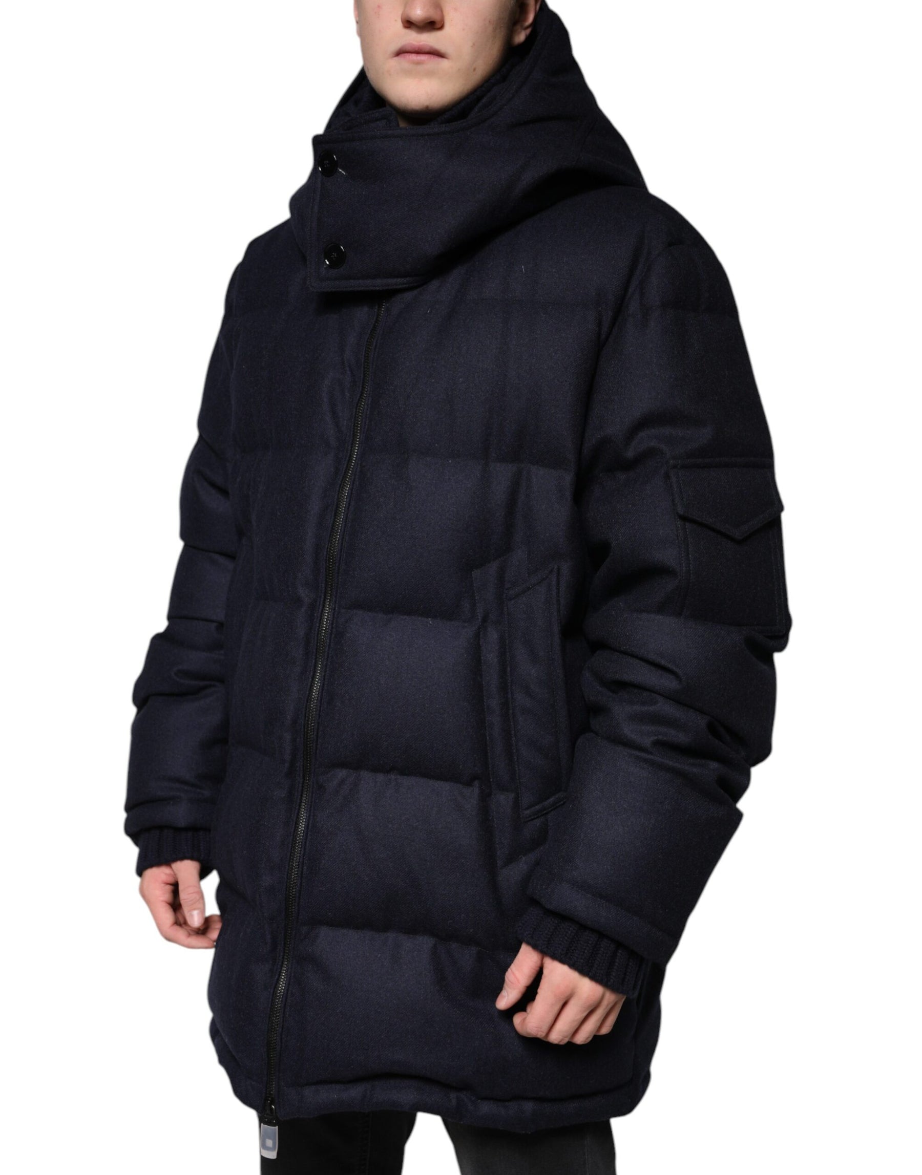 Dolce & Gabbana Black Nylon Hooded Puffer Men Coat Jacket | Regal Royce