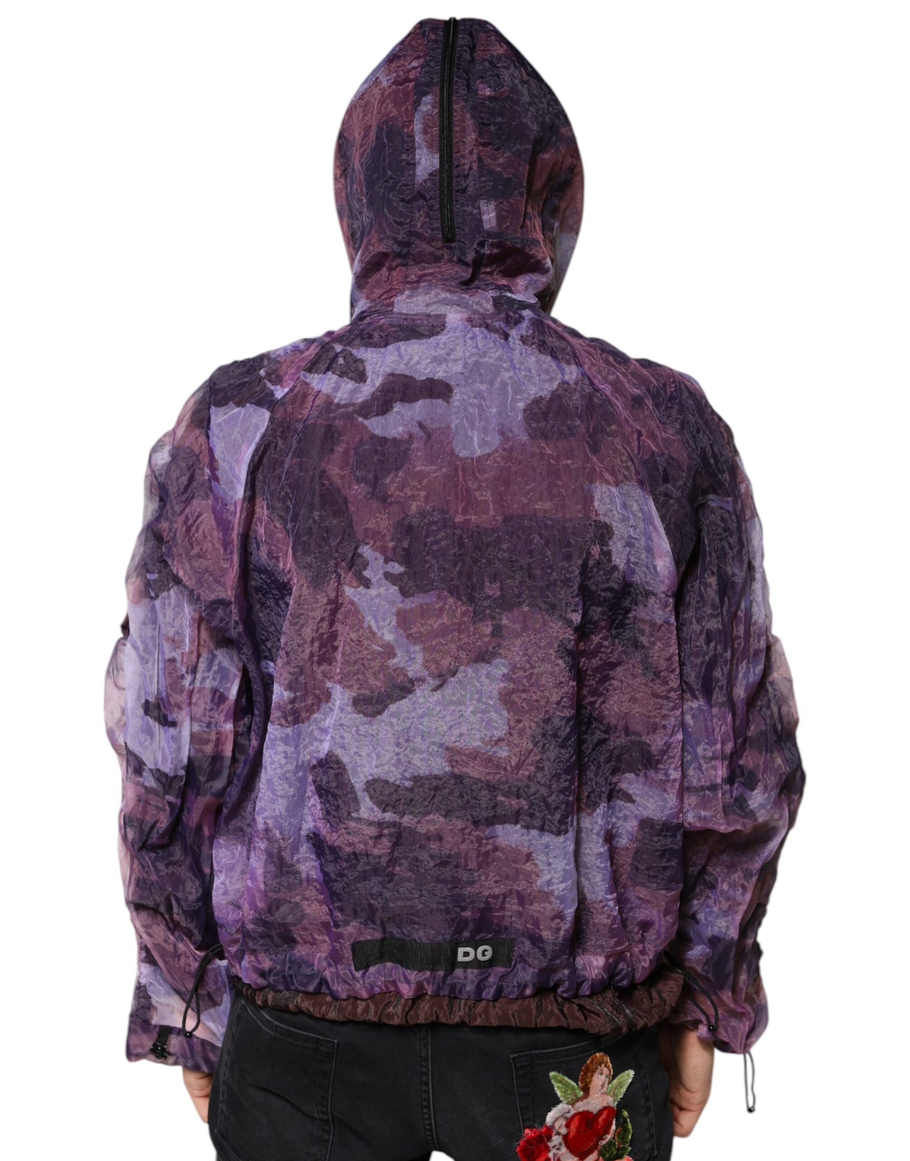 Dolce & Gabbana Purple Camouflage Hooded Men Blouson Jacket | Regal Royce