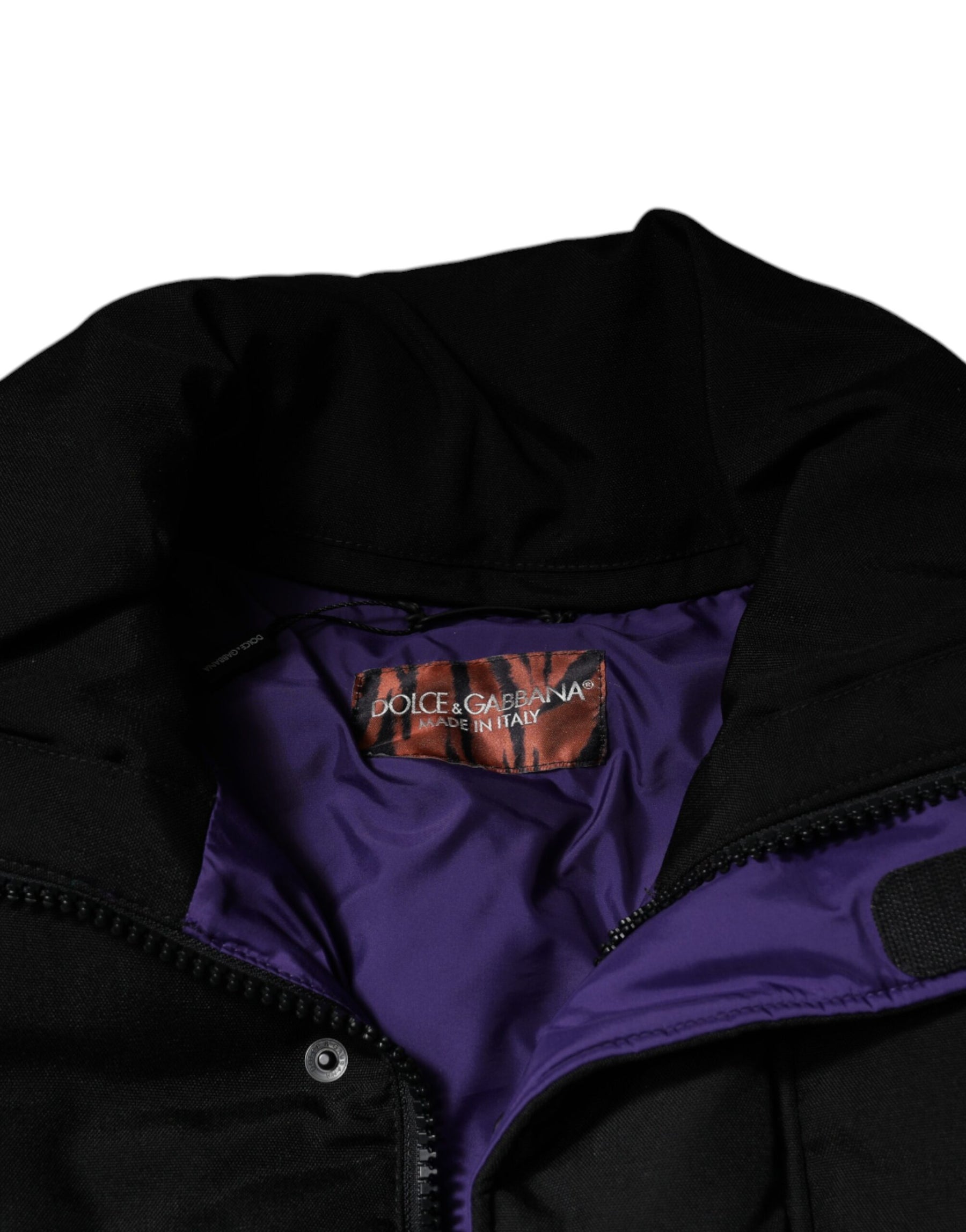 Dolce & Gabbana Black Nylon Puffer Men Full Zip Jacket | Regal Royce