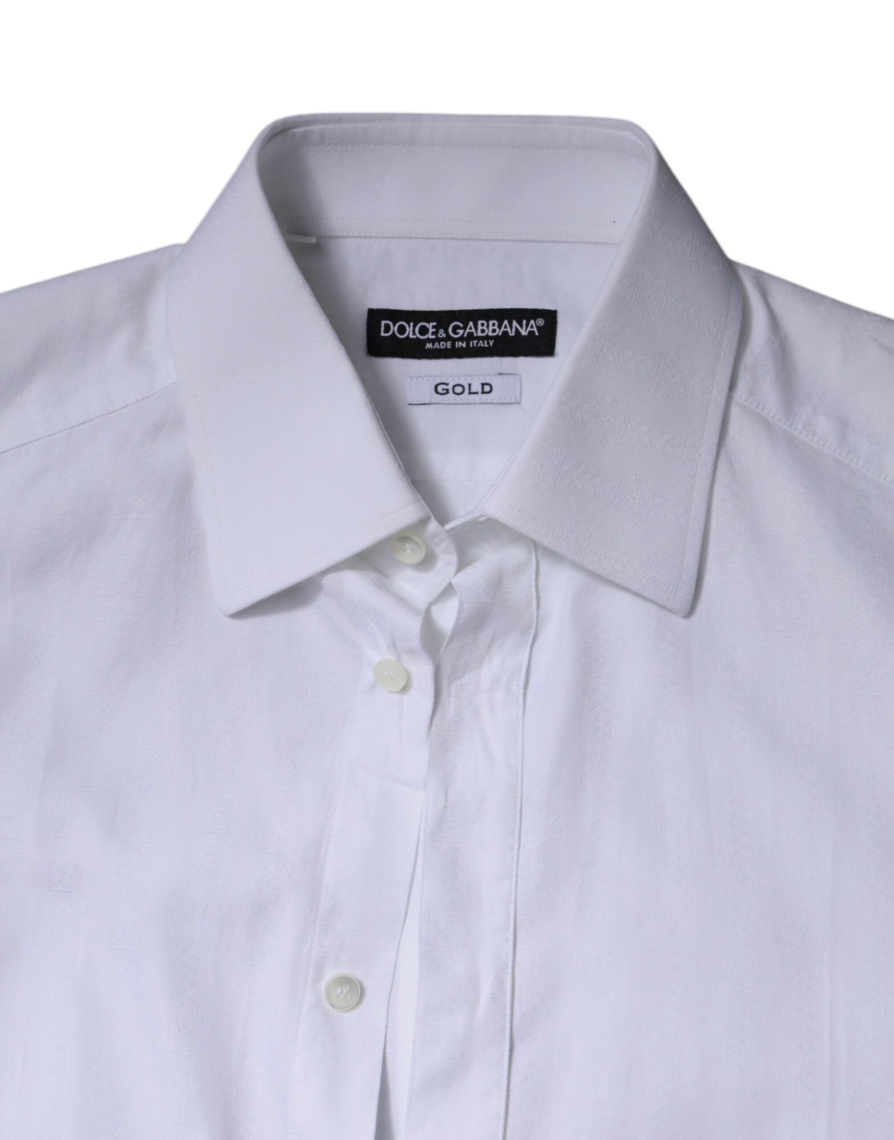Dolce & Gabbana White Cotton Formal Men GOLD Dress Shirt | Regal Royce